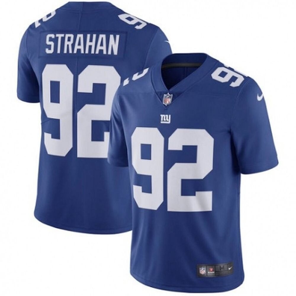 Can Select Mens Youths  Michael Strahan Blue Vapor Stitched Jersey